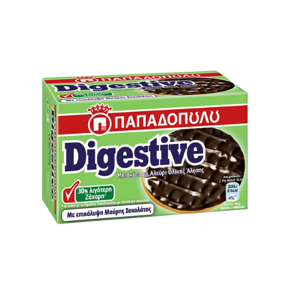 Digestive Kekse Dunkelschokolade - 30% Zucker (200g) Papadopoulou - Araxxon